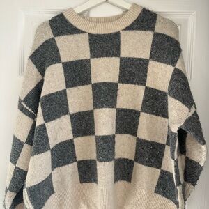 OAK + FORT Striped Knit in Gray and Cream